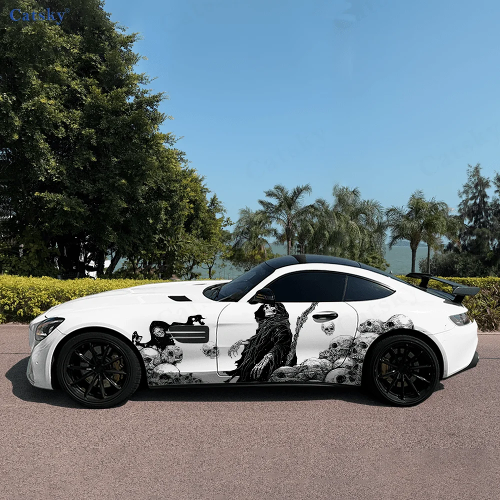 

Готический плащ, скелет, серп, боковая наклейка автомобиля, декор, ПВХ, водонепроницаемая, устойчивая к царапинам наклейка, защита автомобиля, автоаксессуары, подарок