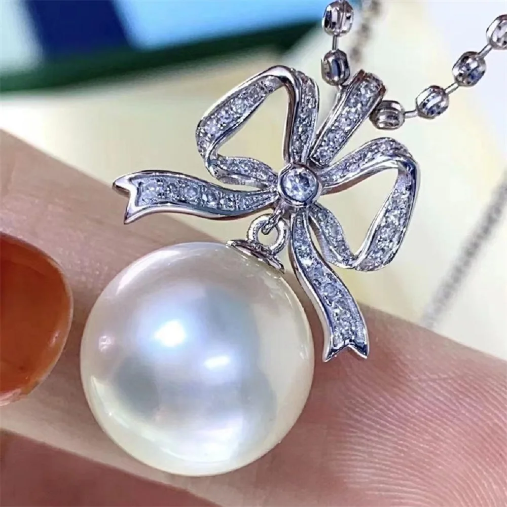 

S925 silver bow style universal openable pendant buckle AAA10-11mm11-12mm natural South Sea pearl necklace
