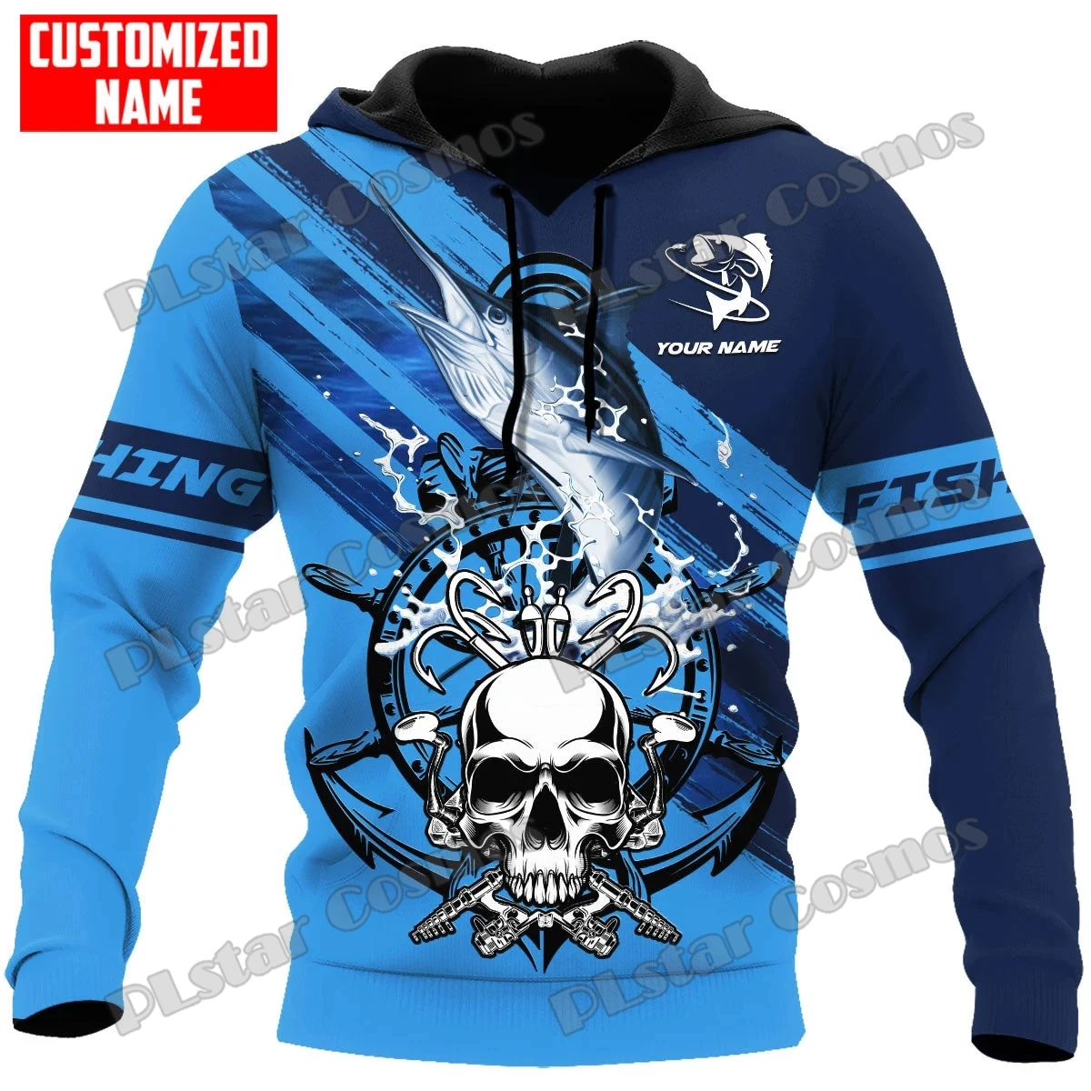 

Marlin Fishing Skull Custom Name 3D Printed Men's Hoodie & Sweatshirt Unisex Casual hooded pullover Autumn zip-up Jacket QDY16