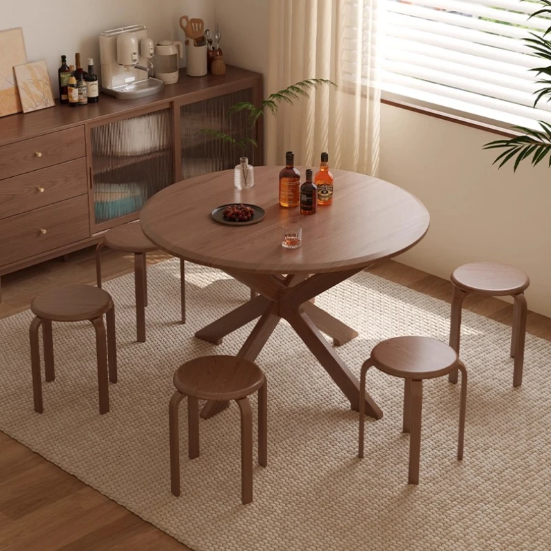 

4 People Nordic Dining Table Chair Japanese Minimalist Stand Dining Table Living Round Mesa Dobravel Portatil Kitchen Furniture