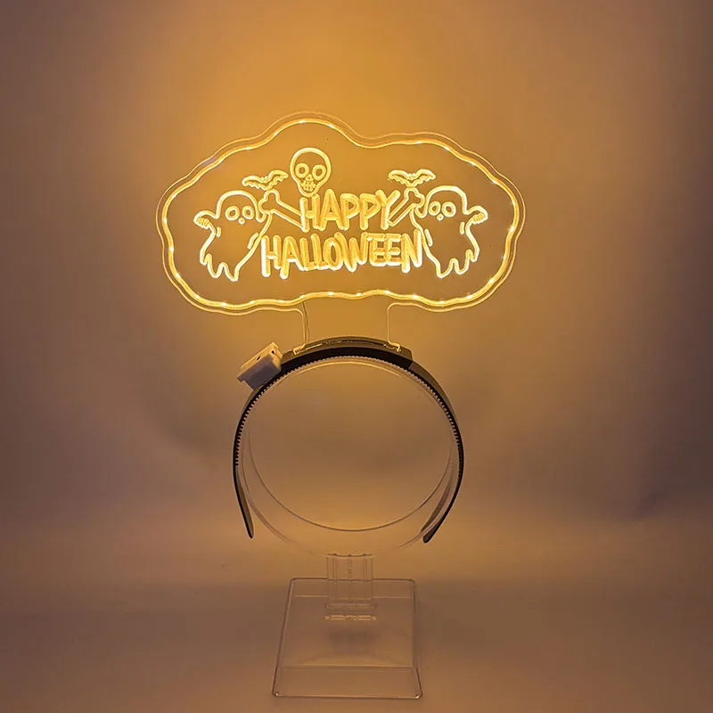 Halloween Light Up Headband Halloween Club Masquerade Cosplay Costume Accessories Pumpkin Skull Spider LED Headband Blinking view 5