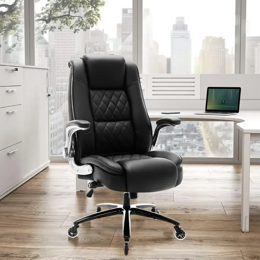 High Back Office Chair, Executive Computer Desk Chairs, Thick Padded Strong Metal Base Quiet Wheels, Work Chairs, Office Chair