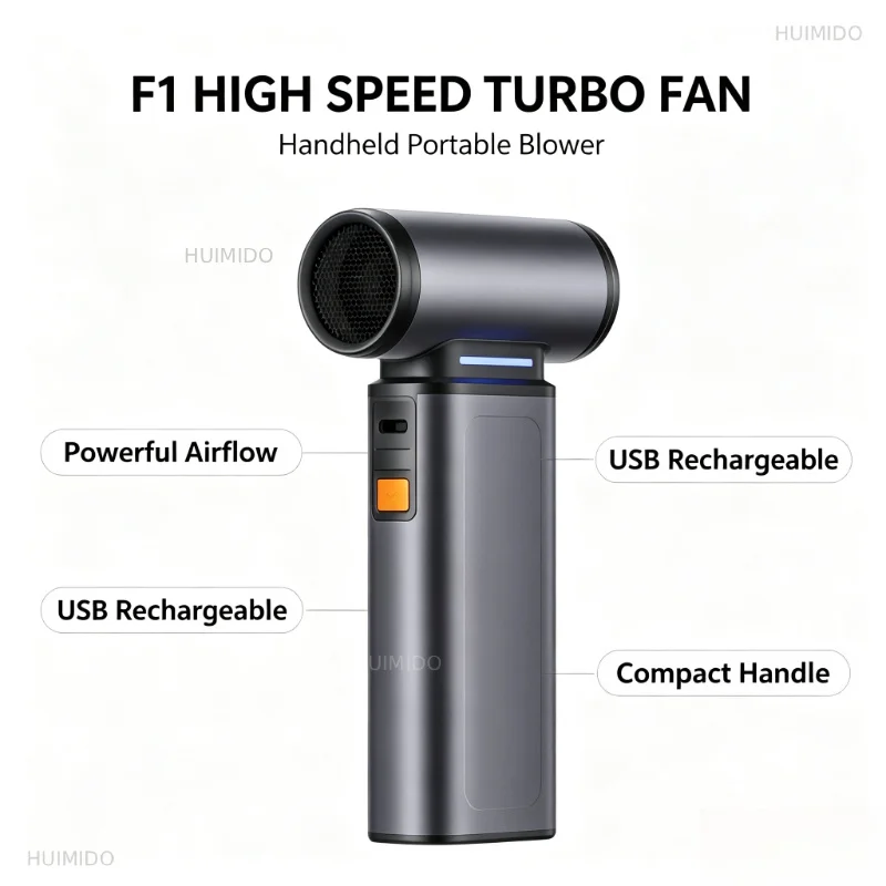 F1 High Speed Violent Turbo Fan Outdoor Handheld Fan Portable Charging Hair Dryer Car Dust Blower Original Factory