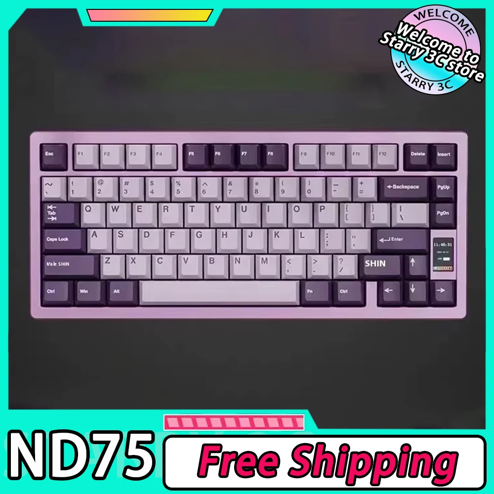 Not Defined Nd75 Keyboard Three Mode Aluminum Alloy Keyboard Custom RGB 2.4G Mechanical Keyboards For Win/Mac/Linux Desktop Gift