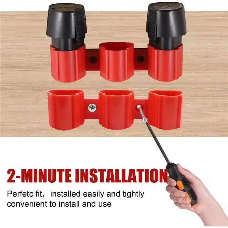 3 Slot Battery Holder Compatible for Milwaukee 12V Battery M-12 Wall Mount Batteries Storage Racks for Work Van, Shelf, Toolbox