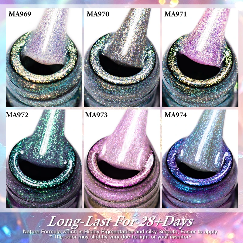 オーロラグリッタージェルネイルポリッシュスパークリングシムメグリッター半永久ソークオフ UV ジェルワニスネイルアートデコレーションマニキュア DIY