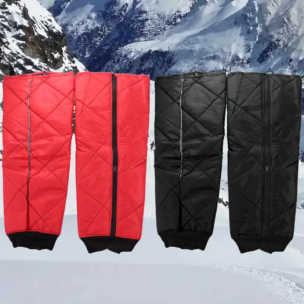 

2 pcs Waterproof Motorcycle Winter Knee Pads Full Chaps Breathable Winter Full Chaps Knee Shin Guard Black/Red 60cm