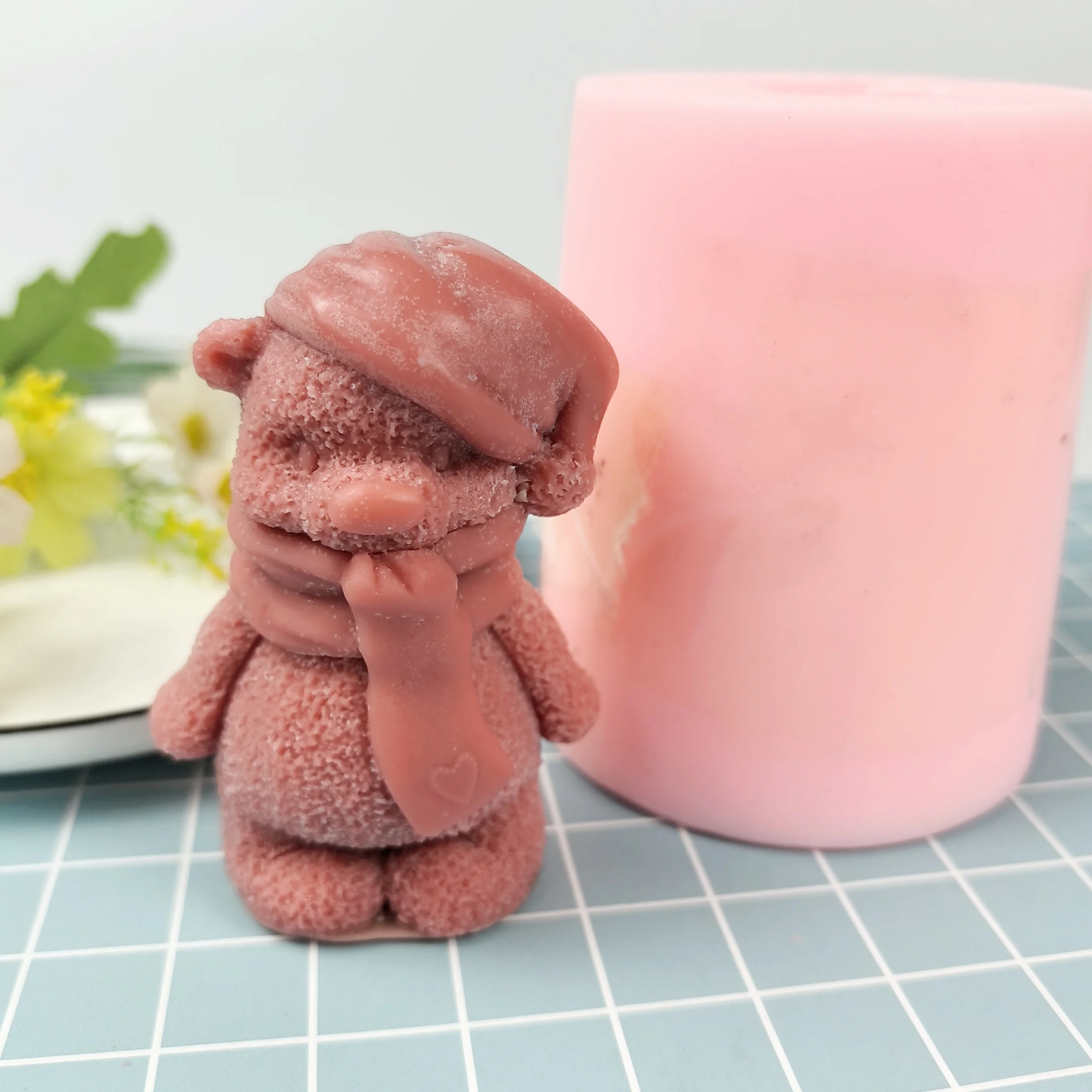 

Bears Candle Mold Animals Moulds Scarf Hat Polar Bear Soap Molds Silicone 3D Wedding Birthday Clay Resin Mould