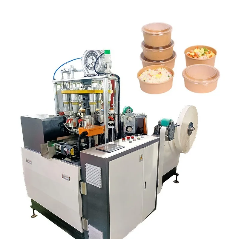 Fully Automic Disposable Kraft Paper Soup Bowl Porridge Bucket Popcorn Bucket Food Container Making Machine for Sale