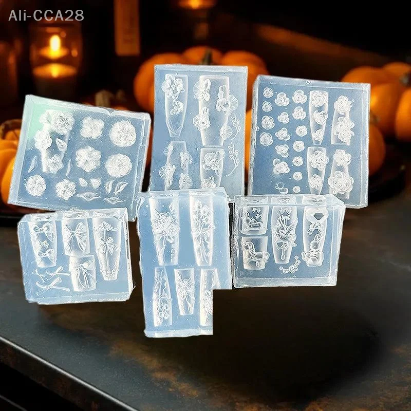 DIY Manicure Set - 3D Rose and Bow Design Silicone Nail Mold; Includes Stamping Plates for Unique Artistic Nail Decor.