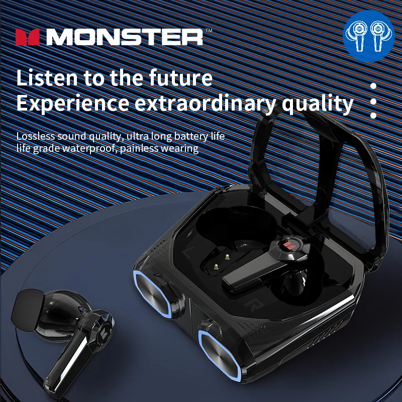 Monster XKT32 TWS Earphones Wireless Bluetooth 5.4 HiFi Headphones Noise Reduction Headset IPX4 Waterproof Sport Earbuds with Mi