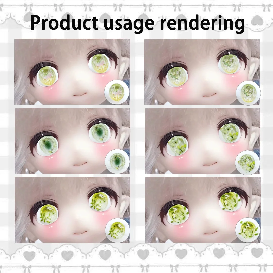 6Pairs Blyth Doll BJD Pupil Chips Eye Green Series Floral Pattern Anime Glass Eye Cabochon Round Dragon Cat Eye Jewelry MS008
