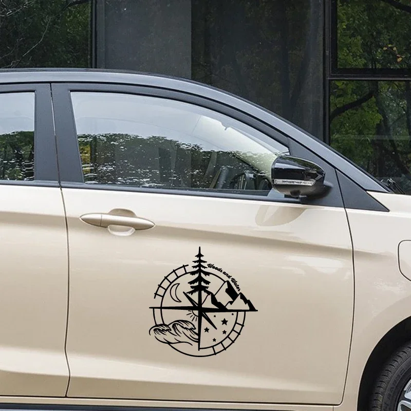 1PC Woods and Water Compass Vinyl Sticker Waterproof UV Protection Decal for Car Truck Motorcycle Bumper Window Outdoor Decor