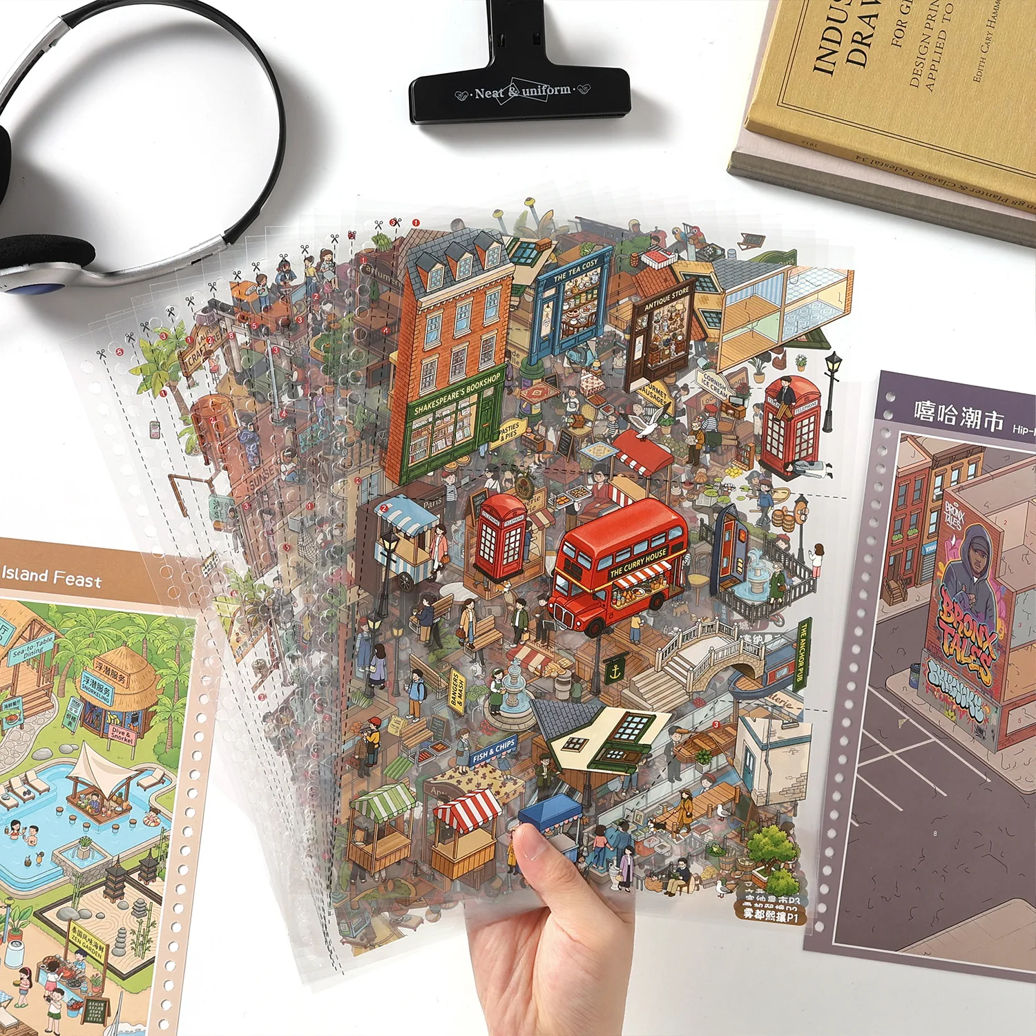 23pcs Creative Landscape Adventure 3D Sticker Set Scene Building Decals for Craft and Play Stationery Sticker Adhesive