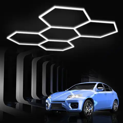 Garage Lights Hexagon led Gym Lights 26520LM DIY Ceiling LED Light Bigger Size for Basement Warehouse Workshop Barbershop Car Ca