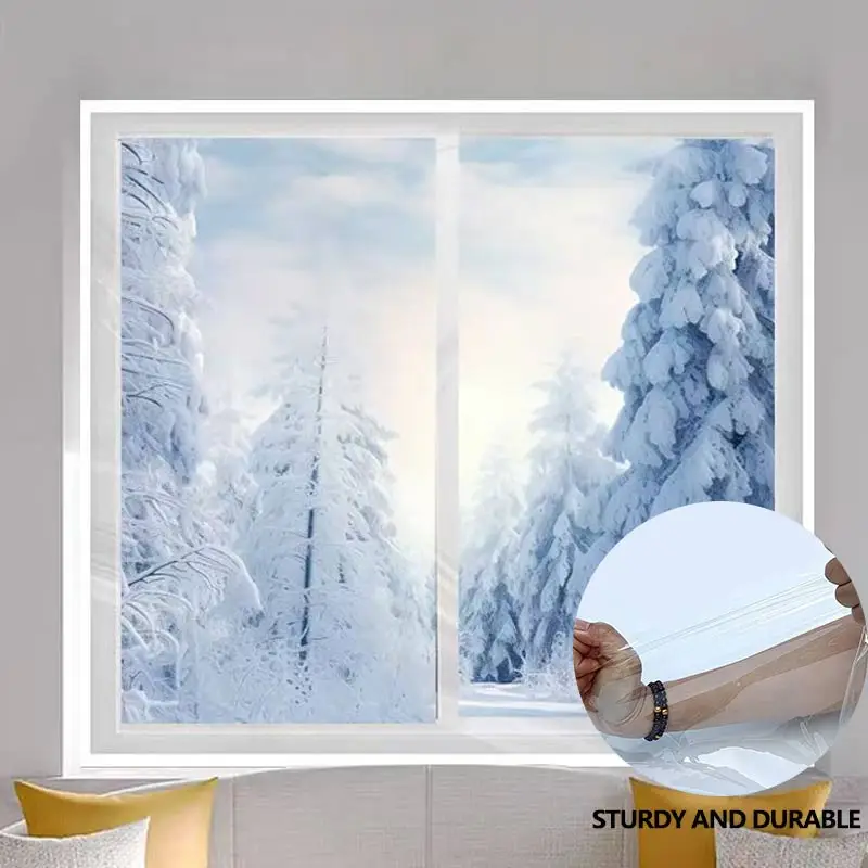 Winter transparent white edge windproof and warm film sealing window, windproof and cold proof sealing curtain easy installation