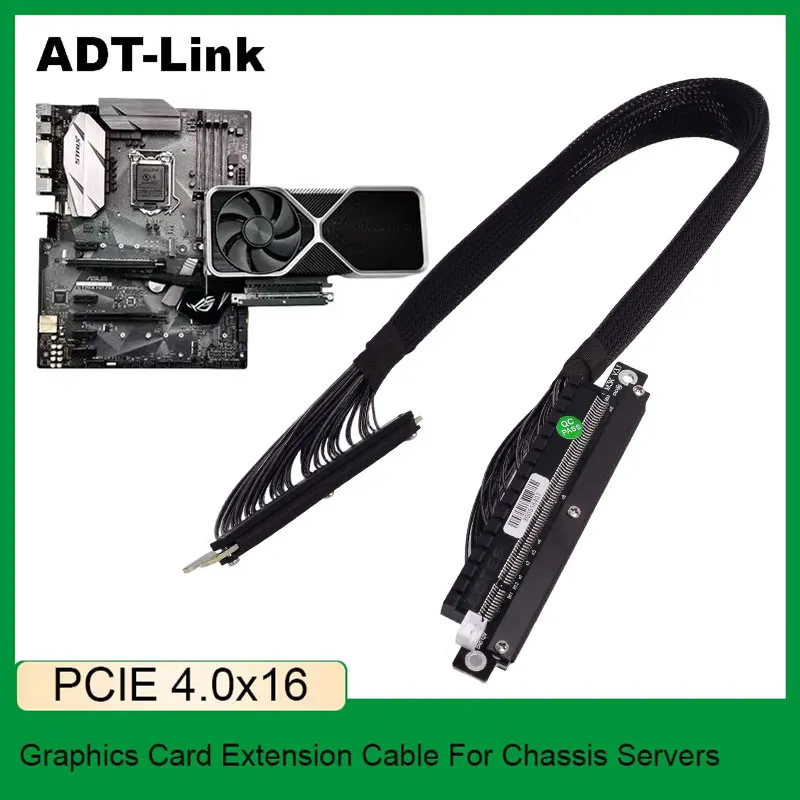 ADT-Link PCIE 4.0x16 Graphic Card Extension Cable Double Reverse Side Bending for Chassis Servers Gaming pc accessories rtx5080