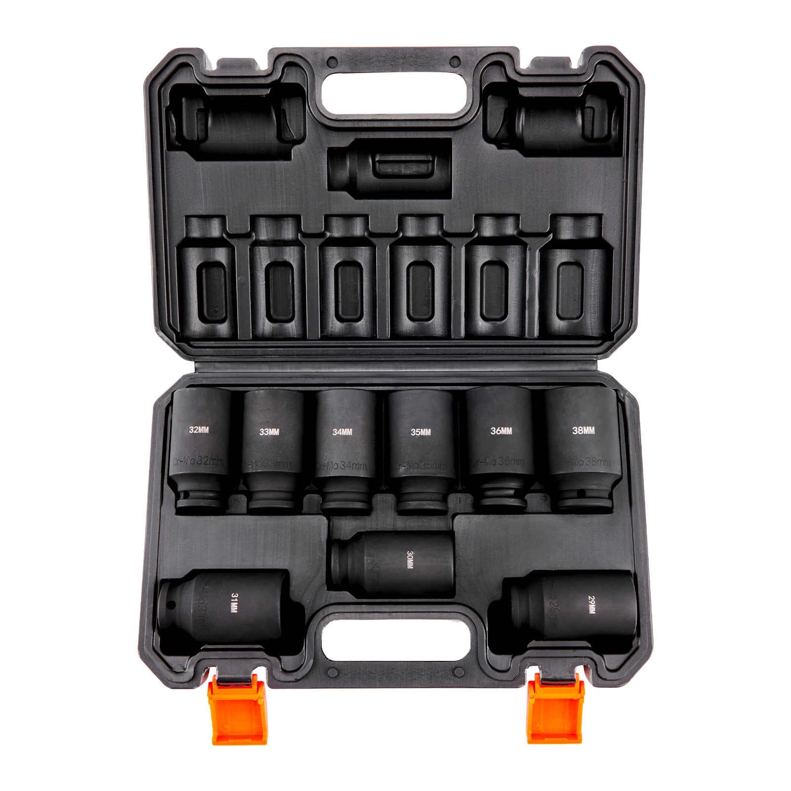 SucceBuy 1/2" Drive Impact Socket Set 9 Piece Deep Socket Set Metric 29-38mm 6 Point Cr-Mo Alloy Steel for Auto Repair