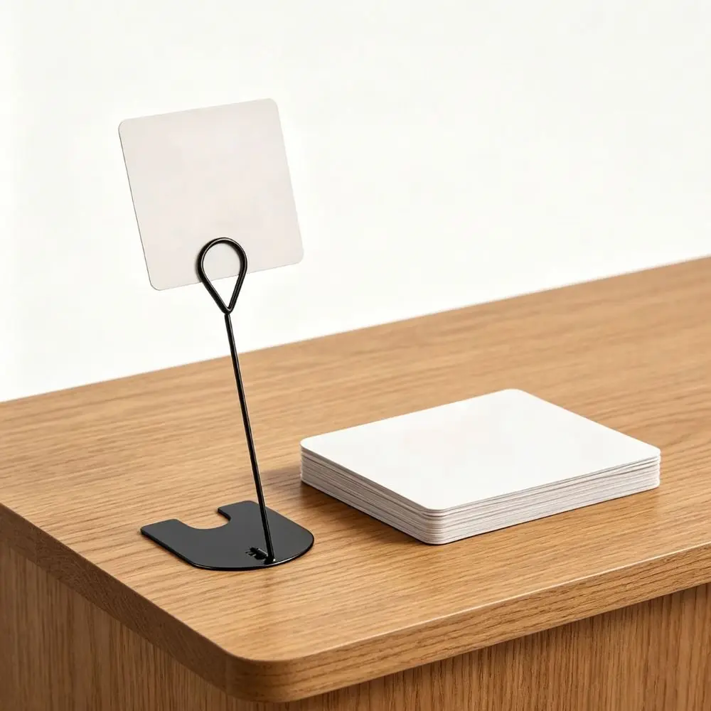 Premium Multi-Use Name Card Holder Stainless Steel Vertical Price Display Stand Reusable Stable Flat Table Sign Holder