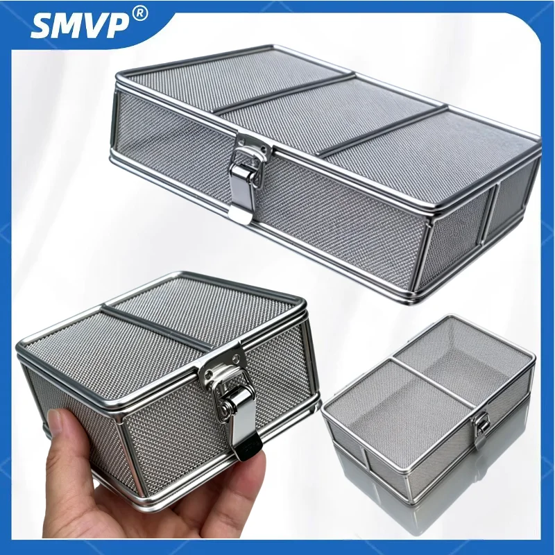 High quality Dental Sterilization Net Sterilizing Basket with Lid Stainless Steel Surgical Instrument Autoclave Disinfection Box