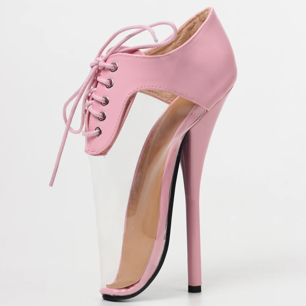 Transparent PVC Sexy Women Pumps Shoes 18CM Super High Ballet Heels Size 36-46