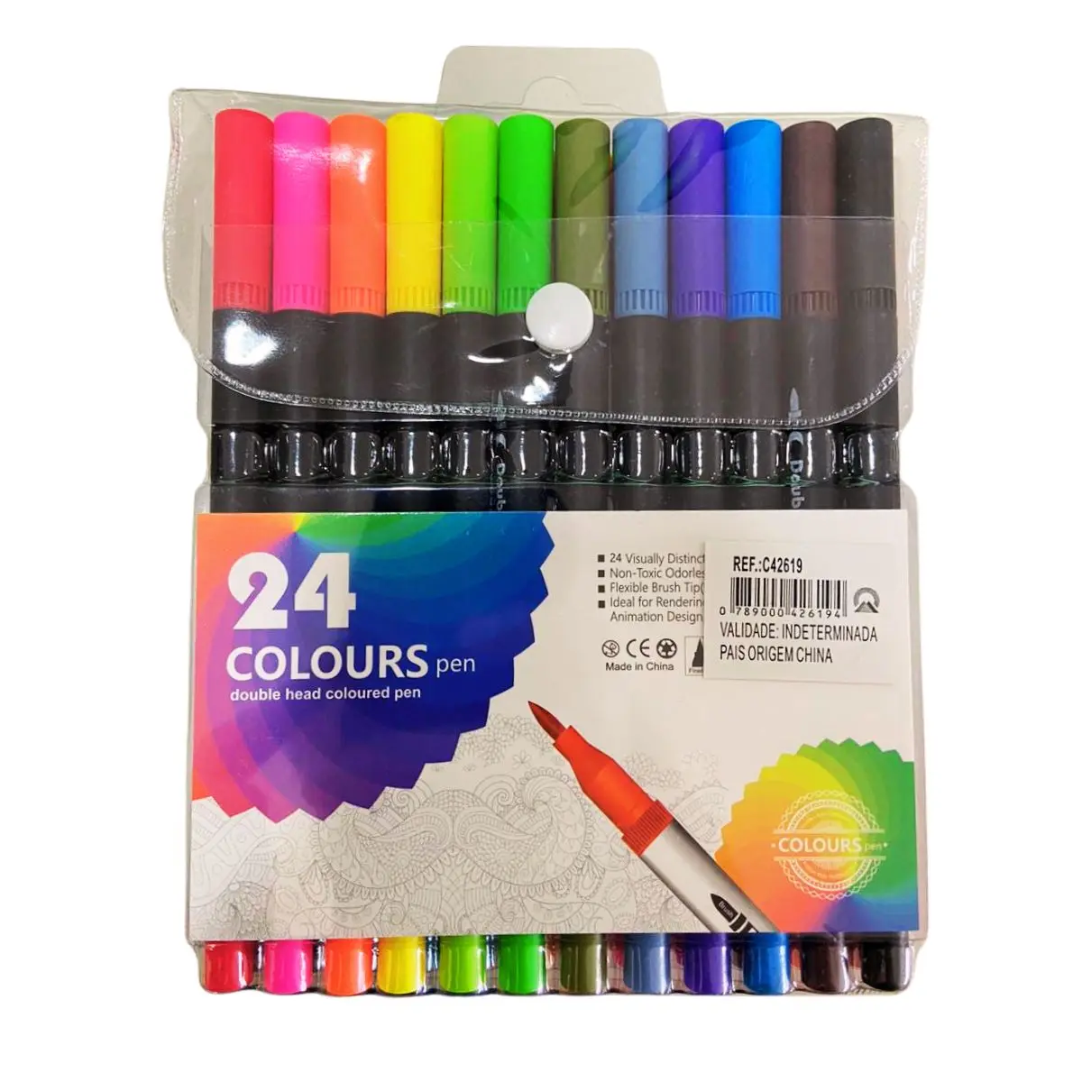 Kit With 24 Duo Pens Double Tip Scores Diverse Colors