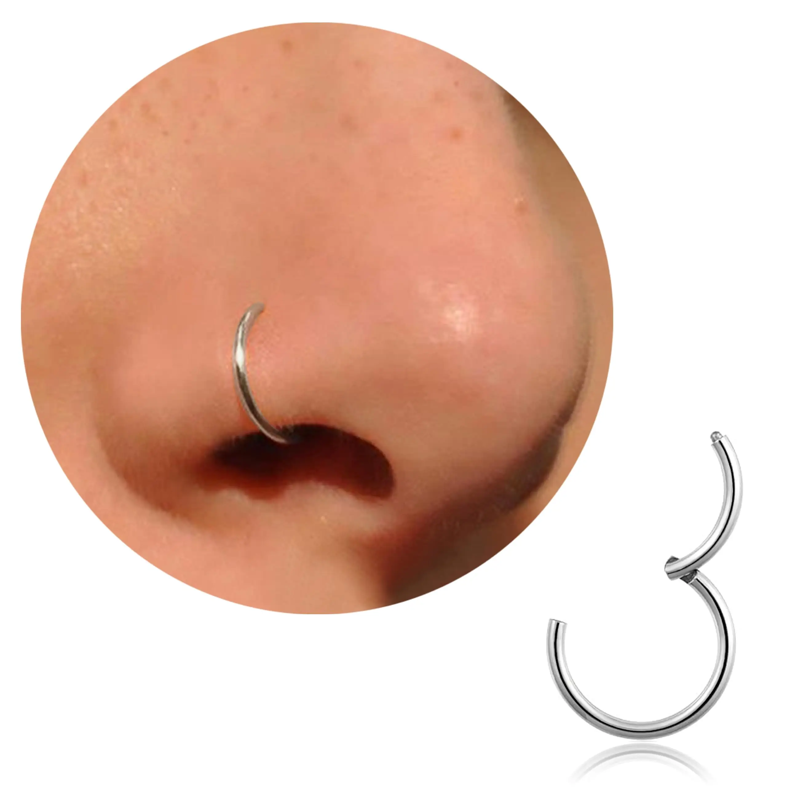18G 316L Chirurgisch Staal Neusring Hoop, Kraakbeen Hoop Oorbellen voor Vrouwen Mannen Piercing Sieraden 6mm/8mm/10mm/12mm
