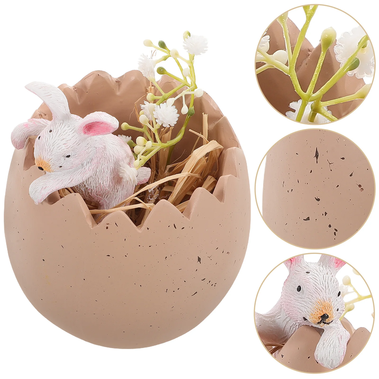 

Cute Easter Bunny Emerging from Eggshell Resin Craft Festive Spring Home Decor Shelf Mantel Table Display Celebration Decoration