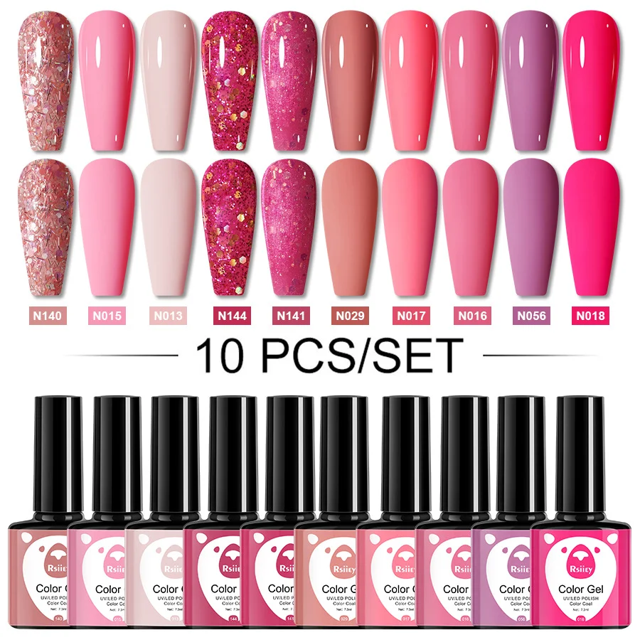 

6Pcs Venalisa Gel Nail Polish Kit Full Coverage Gorgeous Color Soak off UV LED Semi Permanent Pink Varnish Gel Nail Art Decor