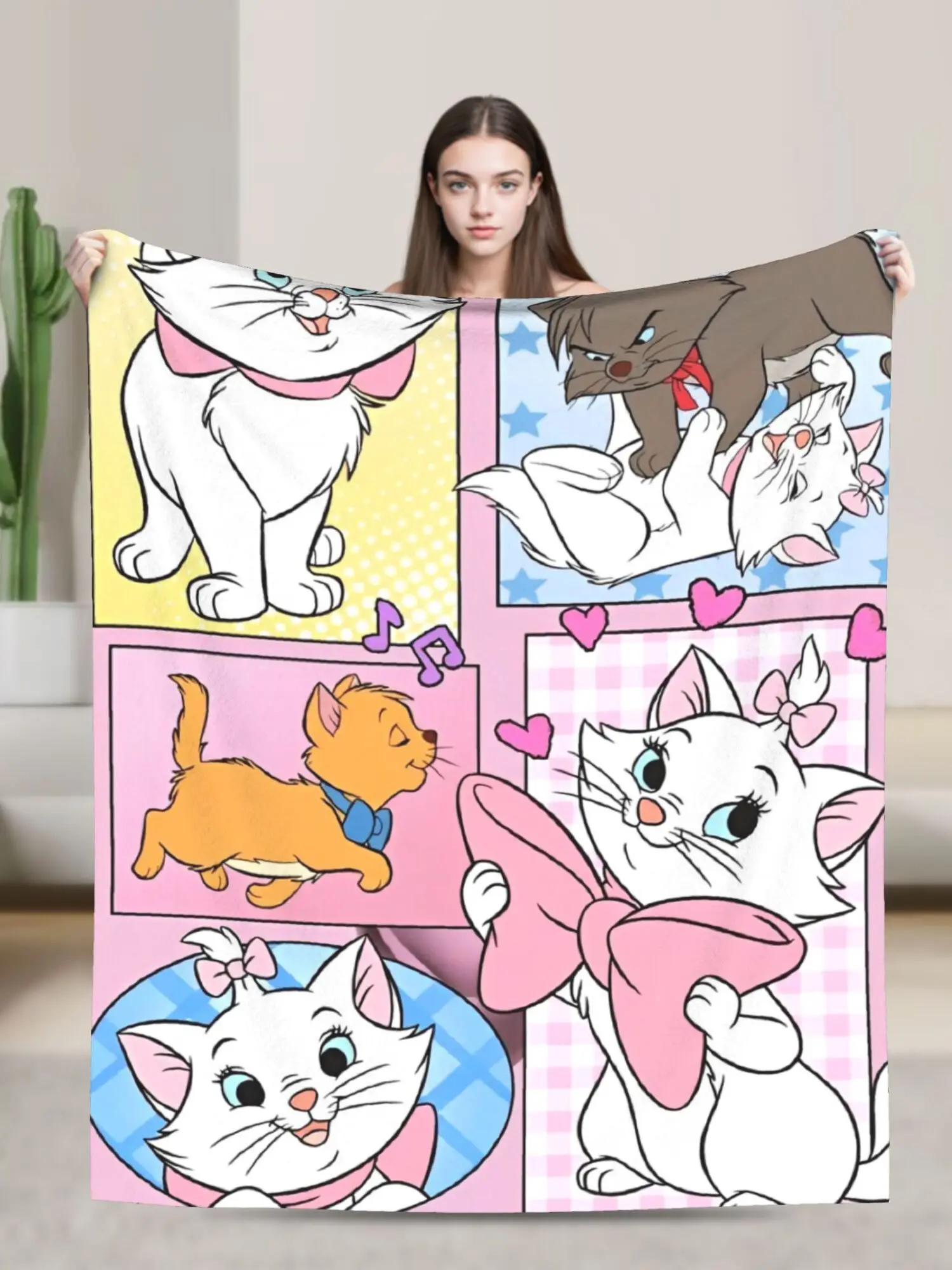 Aristochats Marie chat couvertures dessin animé flanelle drôle chaud jeter couvertures pour couvre-lit hiver,