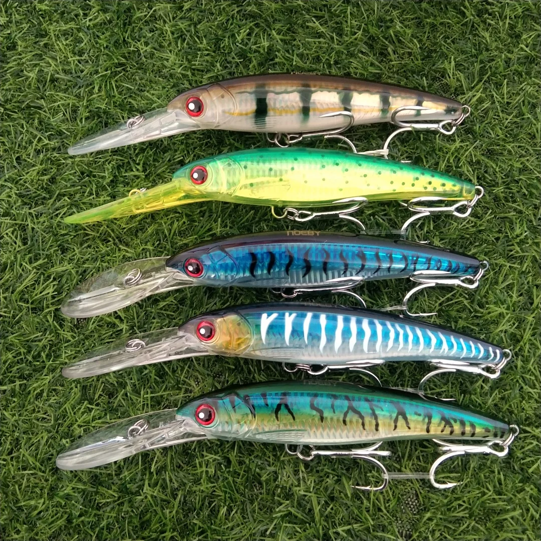 

Noeby 5Pcs Minnow Lure 12cm 30g Wobblers Fishing Lure Deep Diving Artificial Hard Bait Trolling Boat sea Fishing Bass Pike Lure