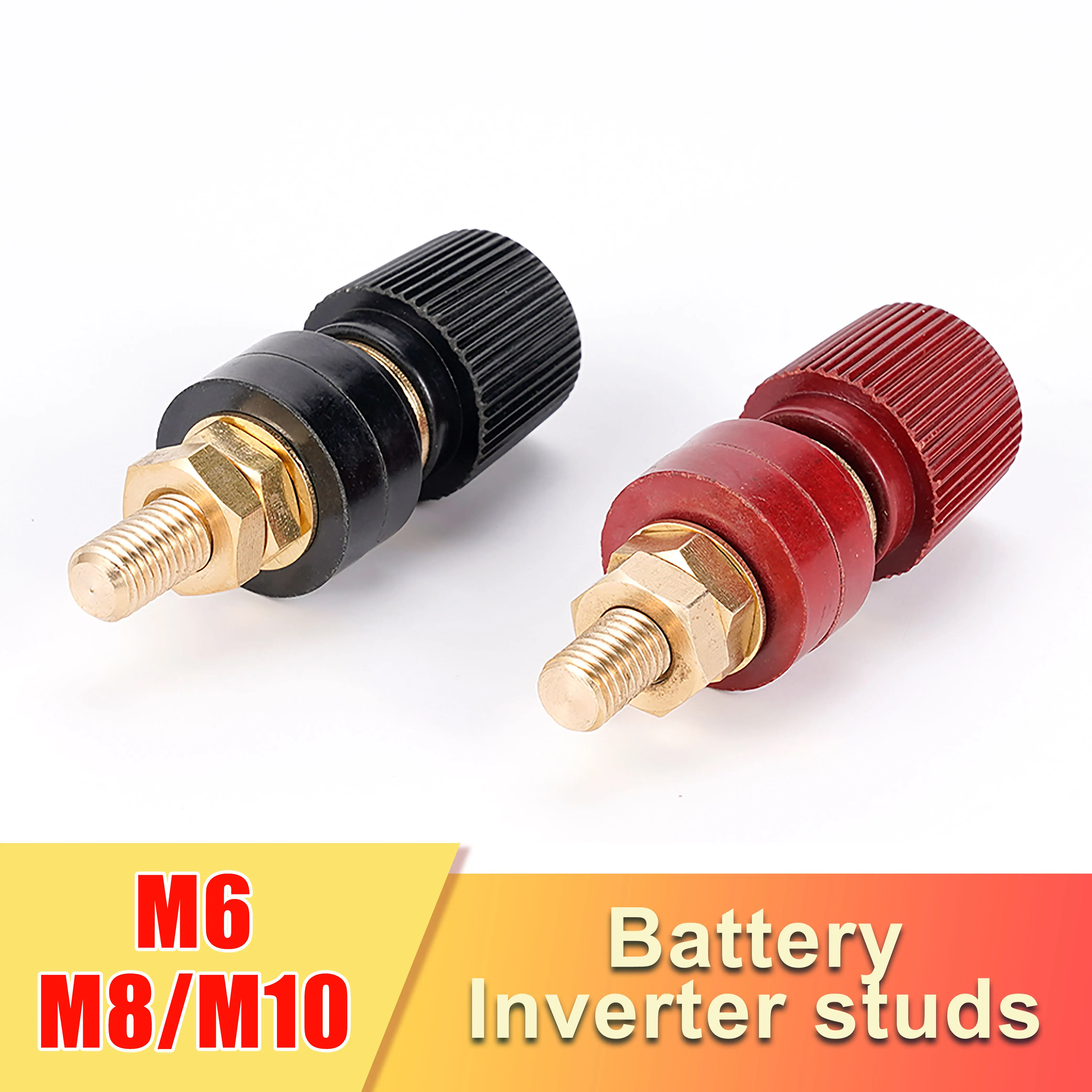 M6 M8 M10 1 Set High Current Wiring Terminals Battery Wiring Screw Bolts Clips Black Red Pure Copper Clamp Power Supply Kits