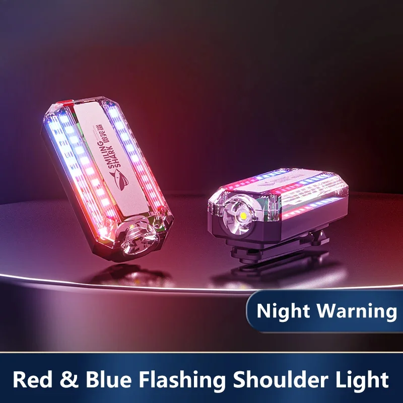 Bicycle LED Light USB Rechargeable Cycling Taillight Helmet Lamp Shoulder Clip Red Blue Warning Flashlight For Camping Running
