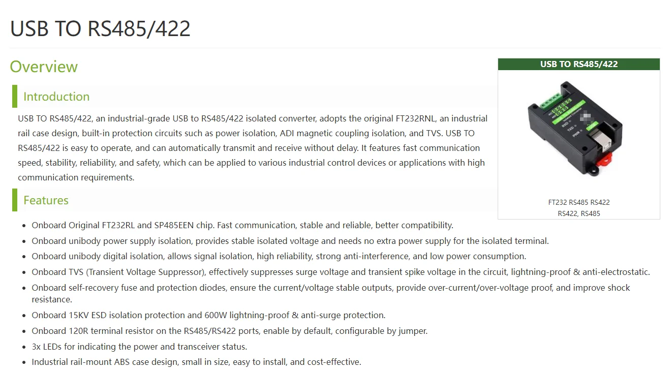 USB zu RS485/422 Industrie-Isolation konverter ft232rnl und sp485een Chip-Schema, eine Vielzahl von Schutzsc haltungen – Detail 1