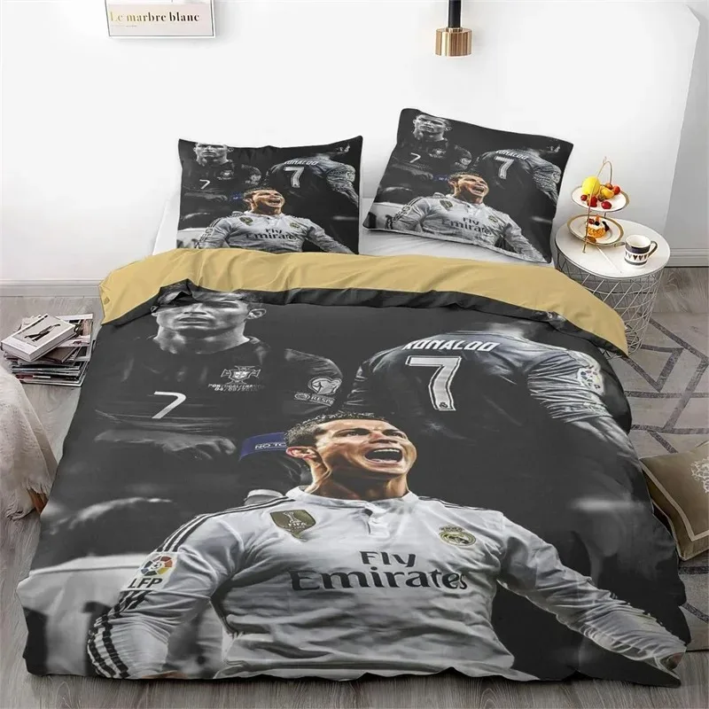 Kylian Mbappe Football Star Fashion Bed Linen Set,Messi Bed Linen Set with Pillowcase,Ronaldo Bedding Set,Boys Gifts