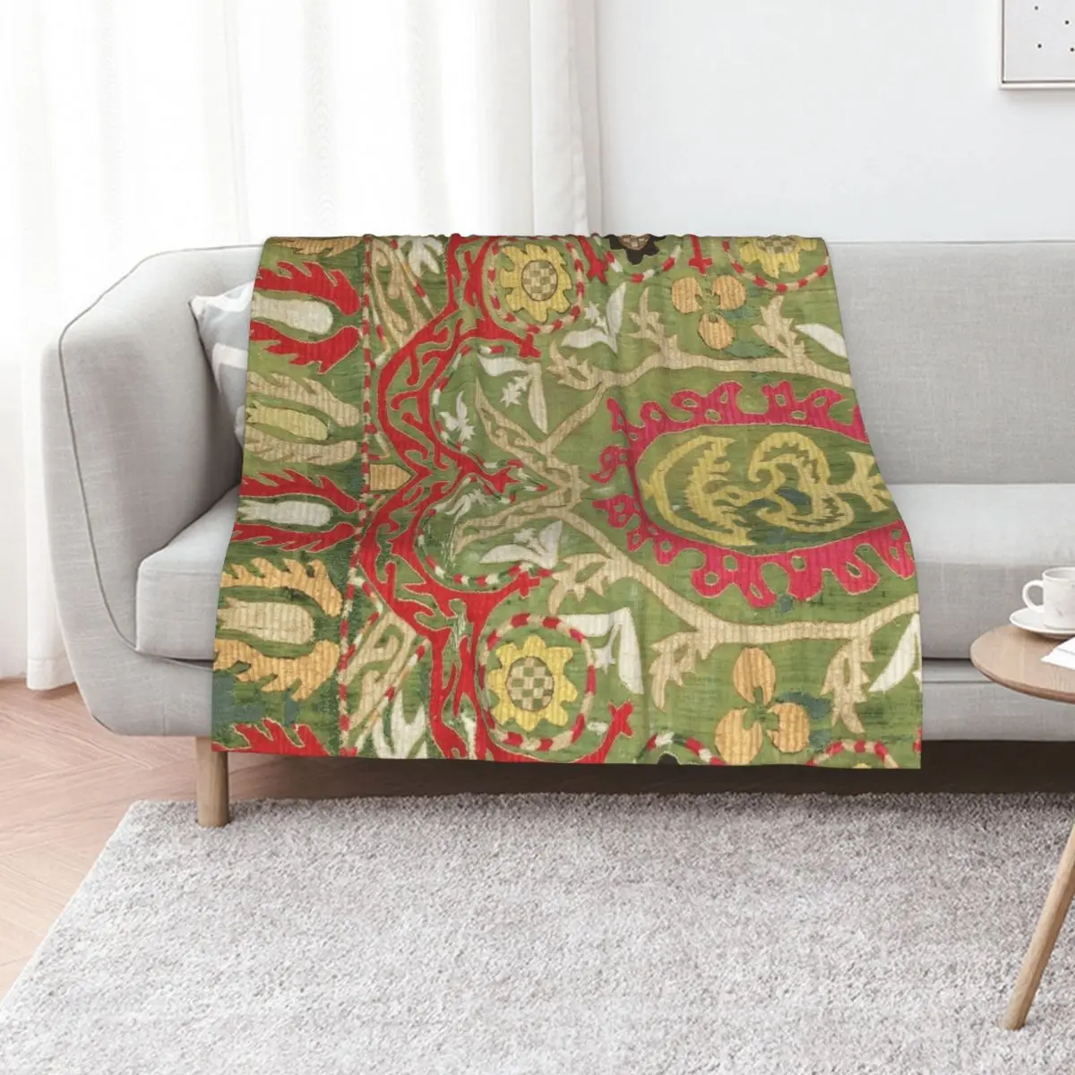 Vintage Bohemian Suzani 11 Throw Blanket Custom Decorative Beds Winter beds Softest Sofas Thermals For Travel Blankets