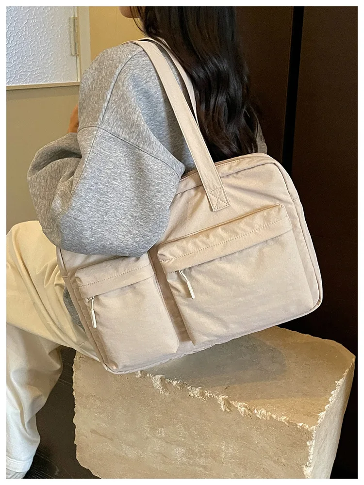 Lightweight Nylon Laptop Tote Bag for Women, Large Capacity Shoulder Handbag 13 14 15 15.6 16 Inch, Business Commuter Briefcase
