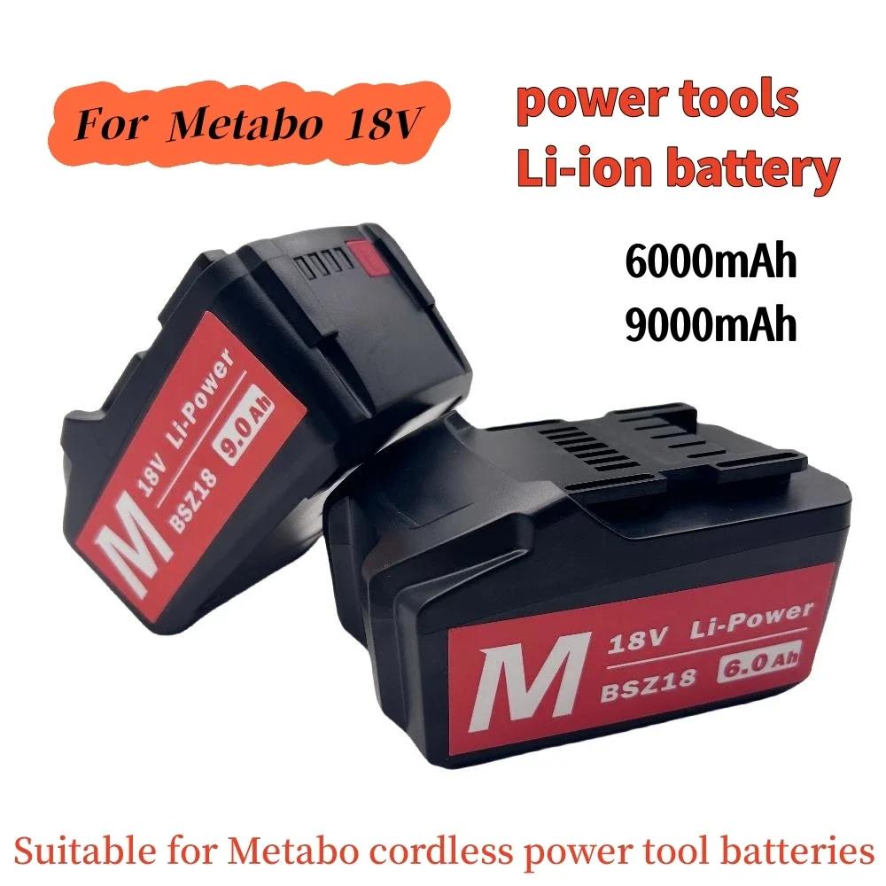 

18V 6Ah 9Ah lithium battery, suitable for Metabo cordless power tools, drill bits, drivers, waterproof hammers, Asc30 Asc55