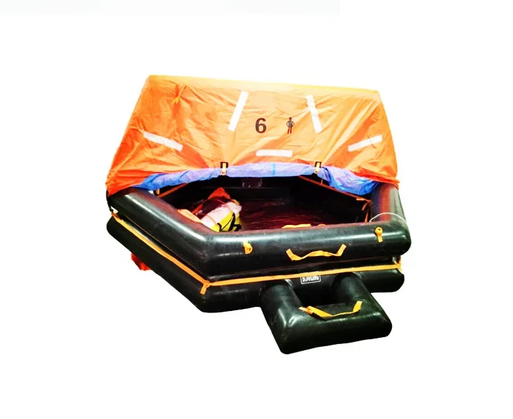 6 Man inflatable yacht liferaft boat life raft life vest with accessories on sale