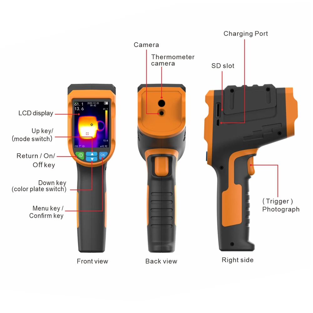 Noyafa Thermal Imaging Camera 200x150 Resolution Handheld Infrared Thermal Imager for Pipeline Heating Leak Automotive Inspect