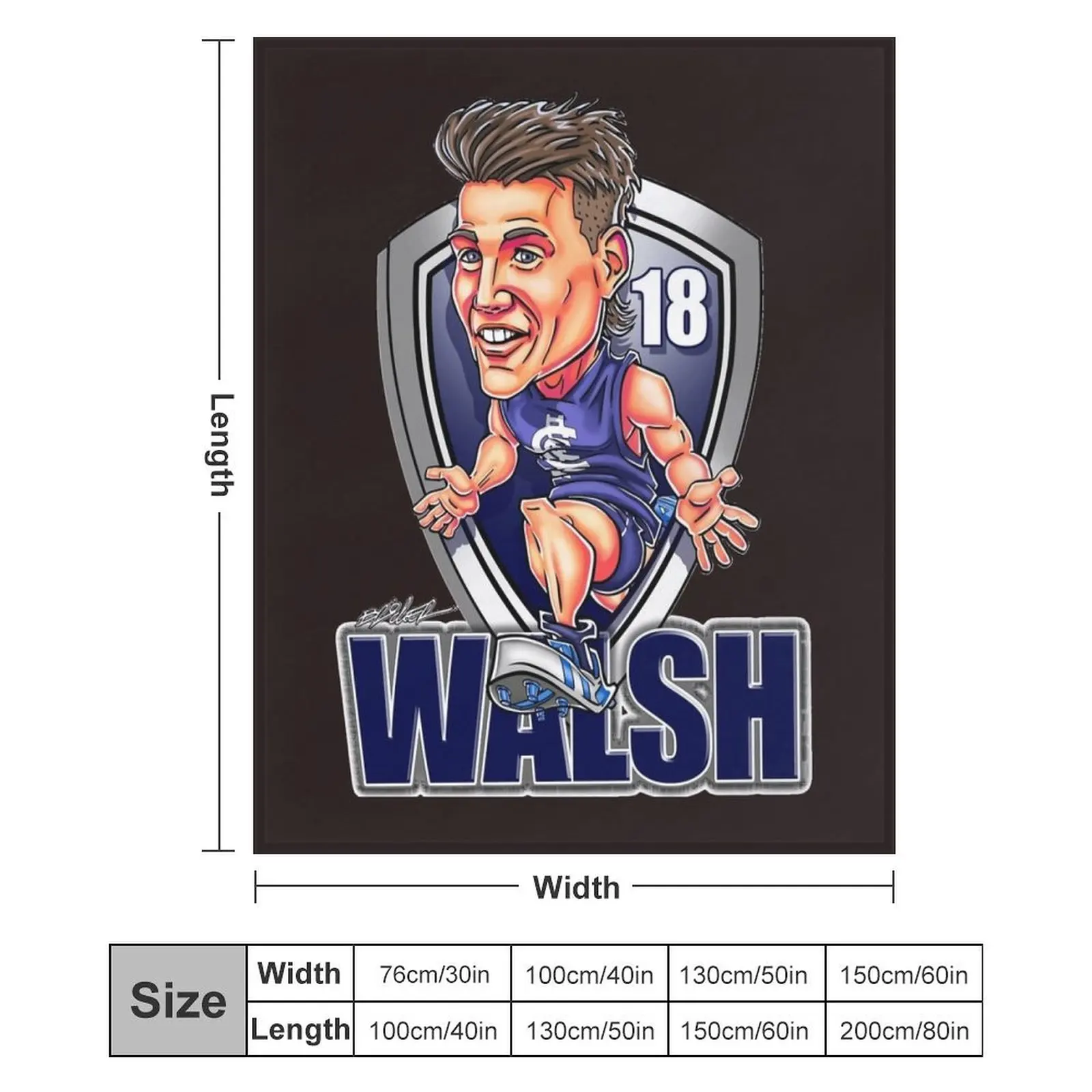 Sam Walsh cartoon - Carlton Blues - Unique artwork by BrockerClassic T-Shirt Throw Blanket Summer Beddings Shaggy Blankets