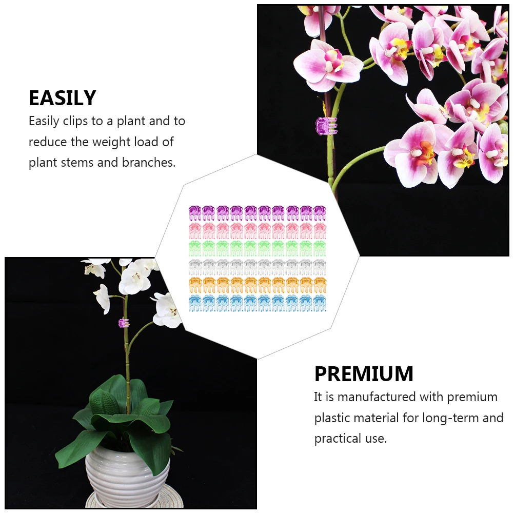 

120 Pcs Orchid Clips Support Rods Plant Stems Gardening Fixation Clamps Premium Plastic Garden Plants Vines Flowers