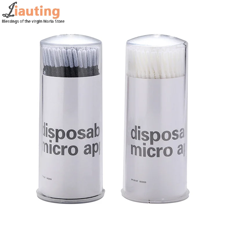 100 個使い捨てマイクロブラシアプリケーターマイクロスワブまつげエクステンション除去ツール用、ミニ綿棒ブラシメイクアップ用