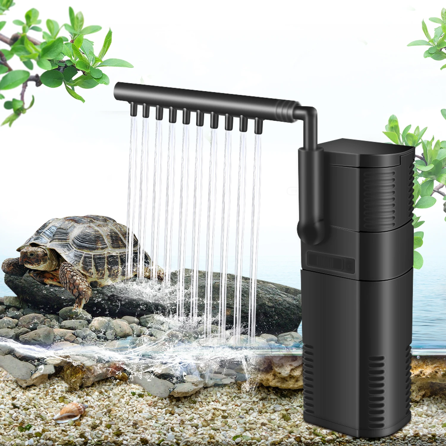 Aquarium Filter 6W Aquarium Pumpe Aquarium Innenfilter Einstellbarer Aquarium innenfilter 450L/H Wasserpumpe Durchfluss Aquarienfilter mit Wasserpumpe für 60L Aquarium