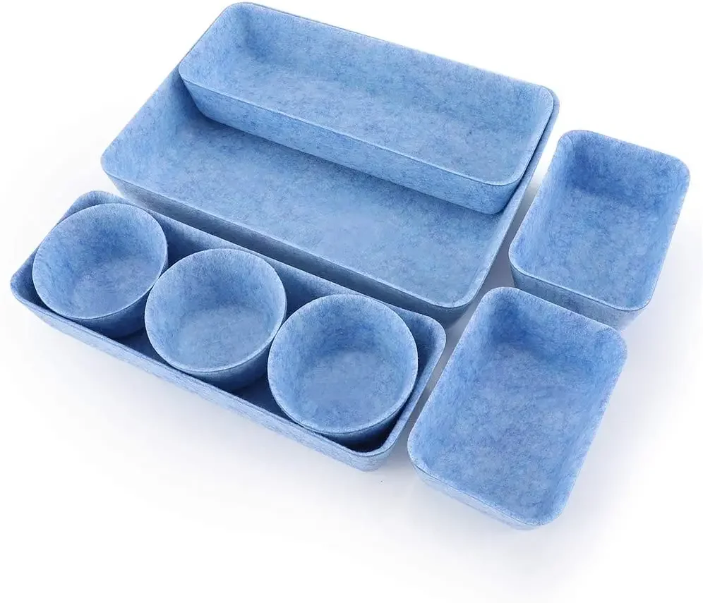 8pcs/Set Drawer organizers bins felt storage bin office organizer Shallow Small Desk organizer trays Draw dividers festival gift