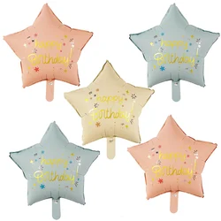 10Pcs 18Inch Star Foil Helium Balloons Happy Birthday Print Baby Shower Theme Party Decoration Kids Toys Supplies Air Globos
