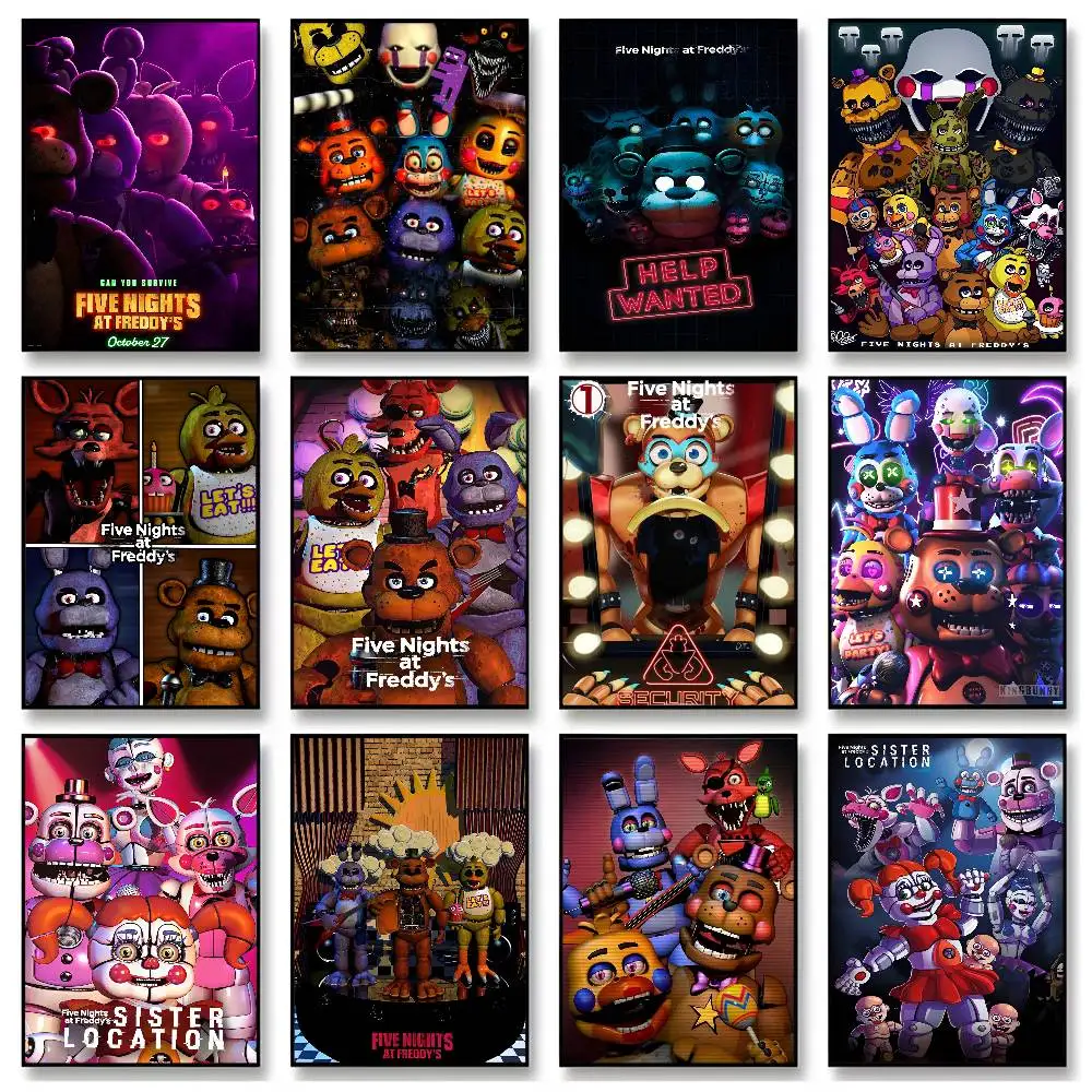 ملصق لعبة Fnaf F-Five-nights-At-F-Freddys ملصق ذاتي اللصق - لا حاجة إلى غراء سهل الالتصاق وإزالة مثالي لديكور الغرفة