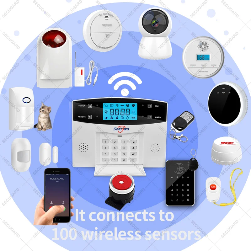 Tuya-sistema de alarma de seguridad para el hogar, Detector inalámbrico con WiFi, GSM, pantalla LCD, 433MHz, compatible con Alexa y Google