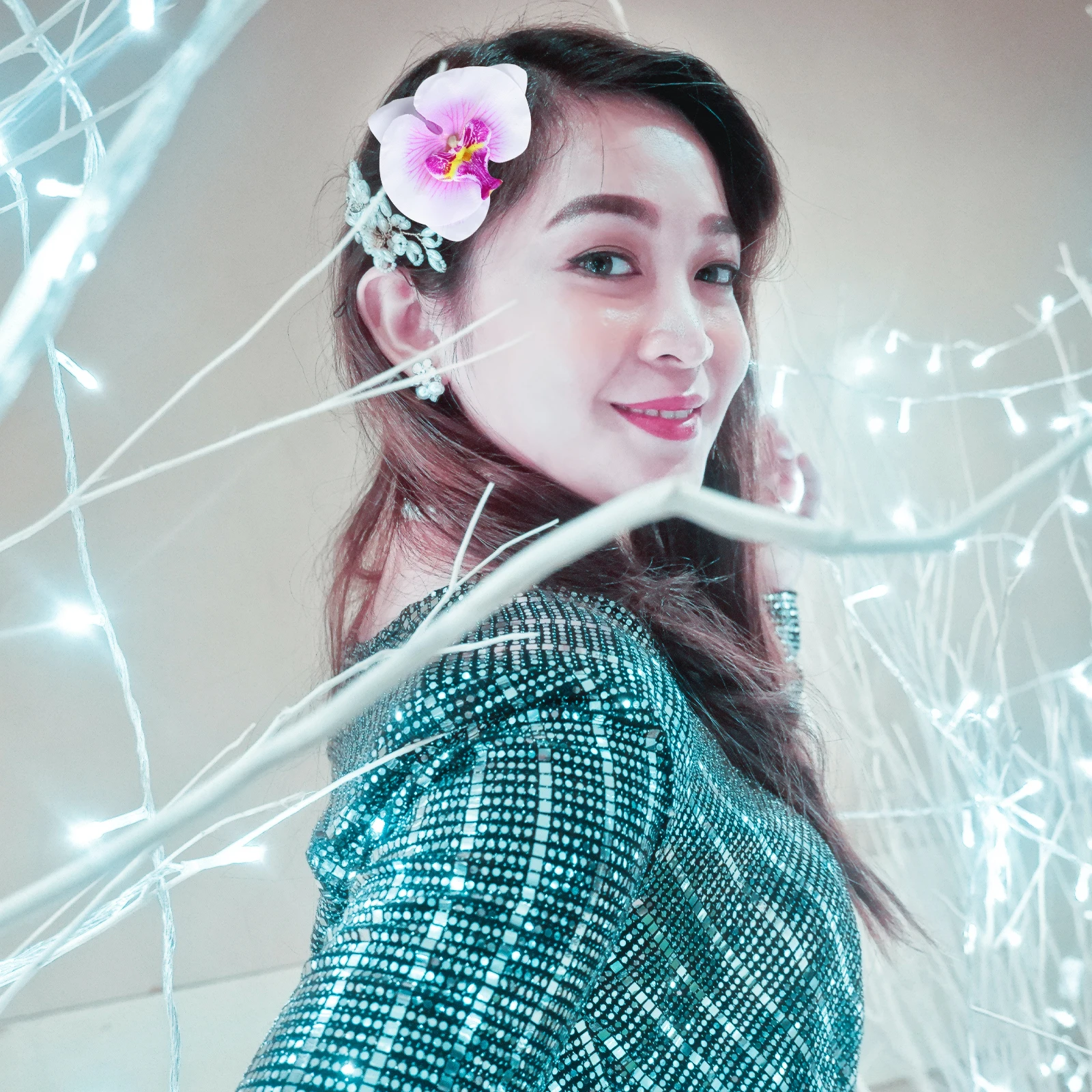 

20pcs 9Cm Artificial Orchid Flower Heads Wedding Decoration Home Party Crafts Bows Photo Album Embellishment Ivory Purple