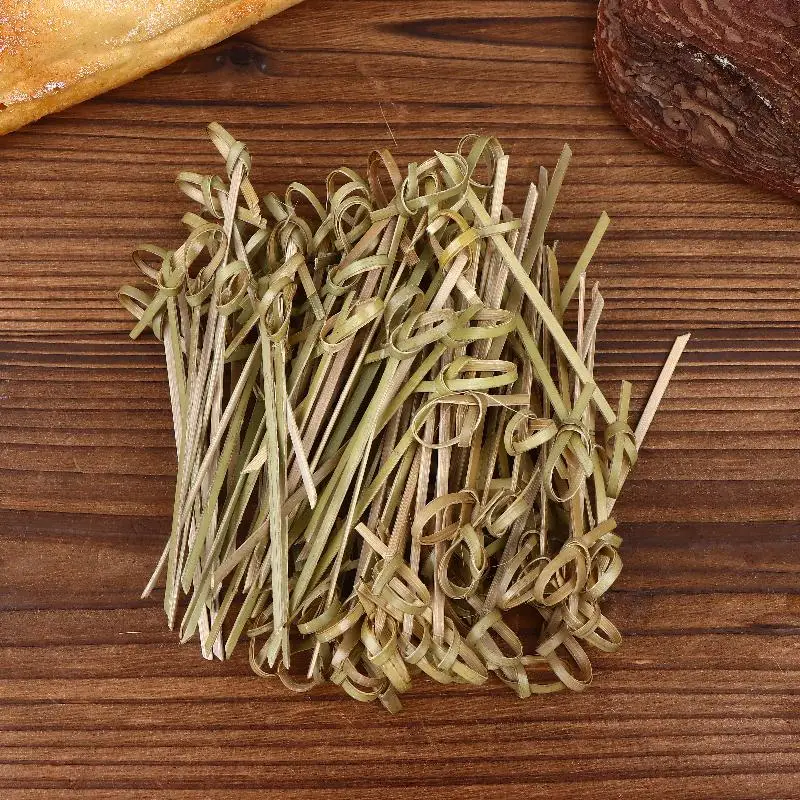 100/200pcs Disposable Bamboo Knot Skewers Cocktail Picks With Twisted Ends For Snacks Club Sandwiches Party Barbeque Forks